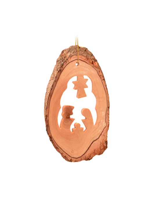 Weihnachtsanhänger: Astkrippe oval  ca. 9,5 x 5,5 cm