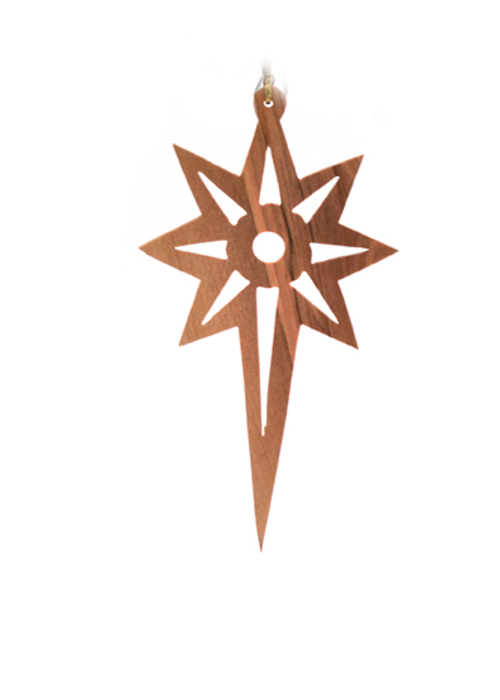 Weihnachtsanhänger:  Stern mit Spitze 11 x 6 cm