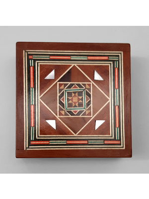 Quadratische Schatulle aus Damaskus, 8,5 x 8,5 x 3,5 cm