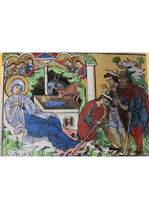 Weihnachts-Karte: Die Anbetung der Hirten, Das Goslarer Evangeliar,ca. 1230-1240