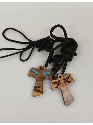 Heiliger Geist Anhänger Taube (hellblau und rot)