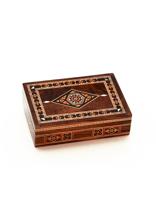 Rechteckige Schatulle aus Damaskus, 11 x 16 x 4,5 cm